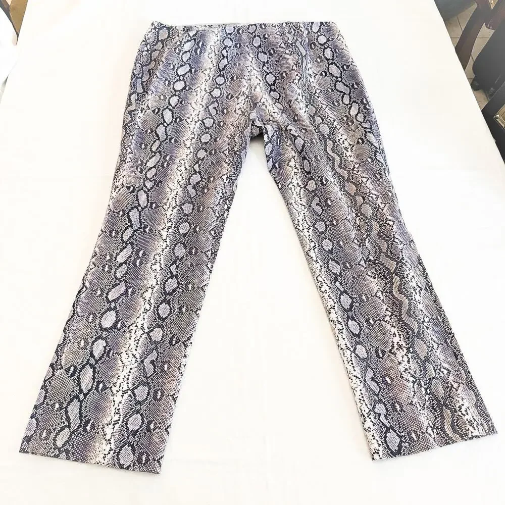 Michael Kors Snakeprint Patterned Straight Leg Pants Size 16
